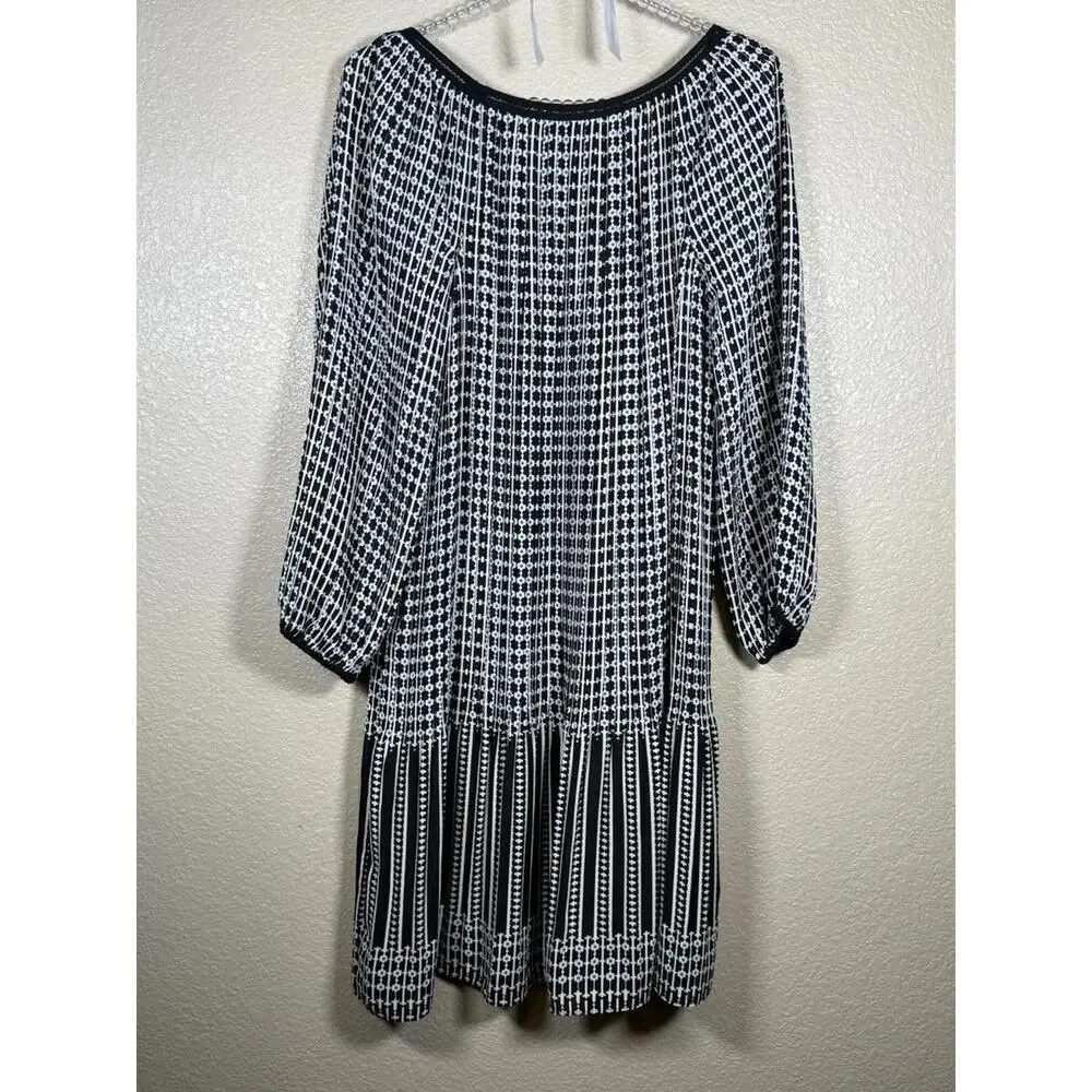 Max Studio Women Dress Size M Geometric 3/4 Sleeve Relax Fit Career Office - Picture 7 of 9